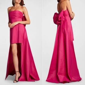 SHO Strapless Bow-Back High-Low Gown